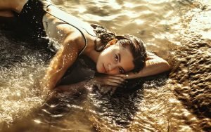 Woman slavic blond beauty laying in the water Listen to your heart and soul, truth is inside | The Sublime Woman
