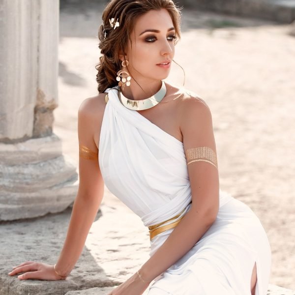 Belt of Aphrodite exercise for femininity young beautiful woman Greek style white dress | The Sublime Woman