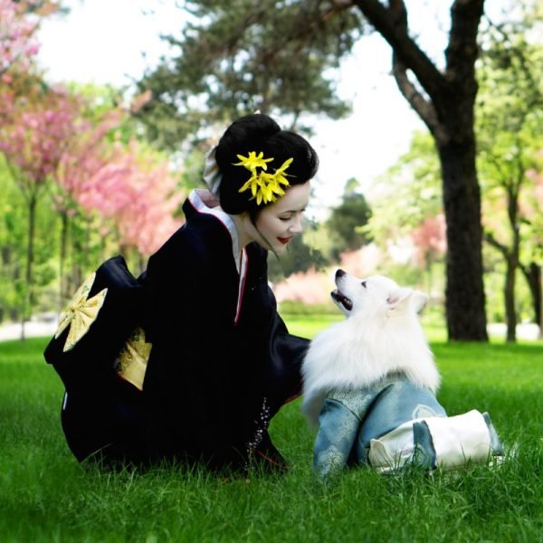 Geisha Rules for Western Woman beautiful Geisha and the dog in the park | The Sublime Woman