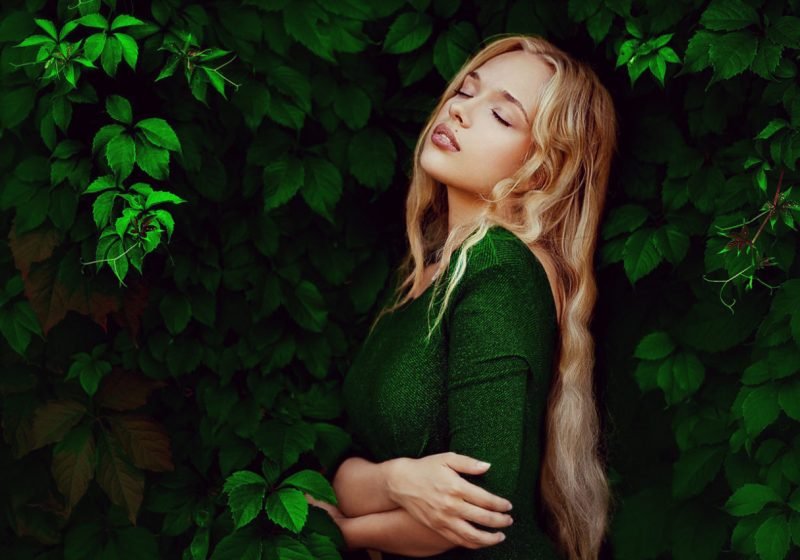 Practice Woman's Anahata Healing beauiful blonde woman in green dress | The Sublime Woman