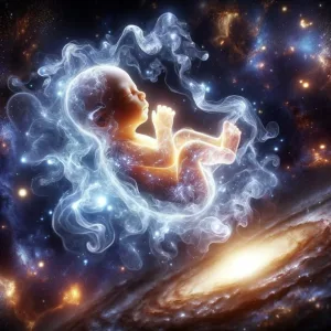 Spiritual soul baby floating in cosmic light — Spirit Baby Reading by Ksenia at The Sublime Woman